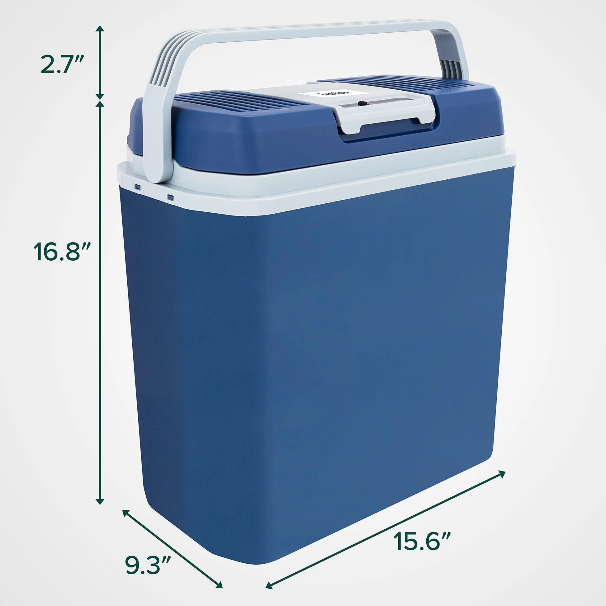 24L Portable Thermoelectric Cooler and Warmer, 12V with Handle – Blue