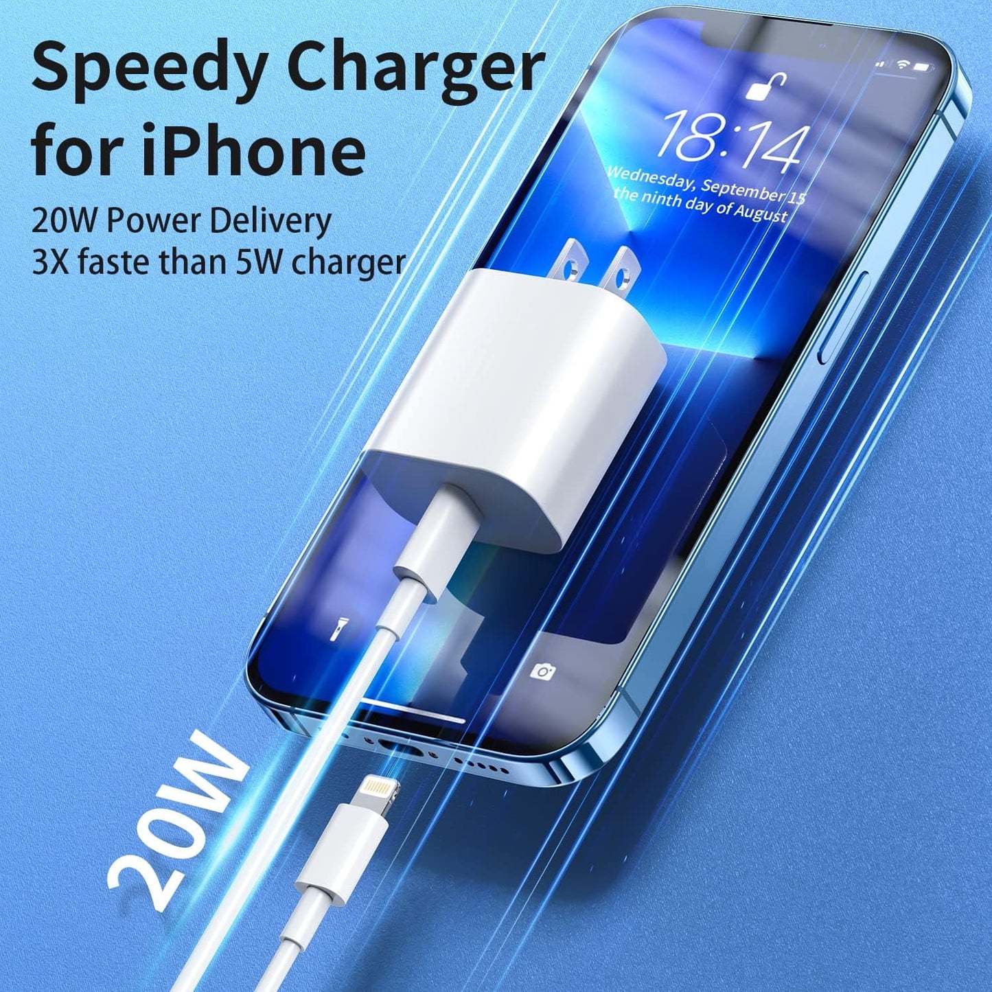 20W Dual-Pack Type C Charger with 6Ft USB-C Cable, PD Fast Charging Compatible with iPhone, iPad, and iPod