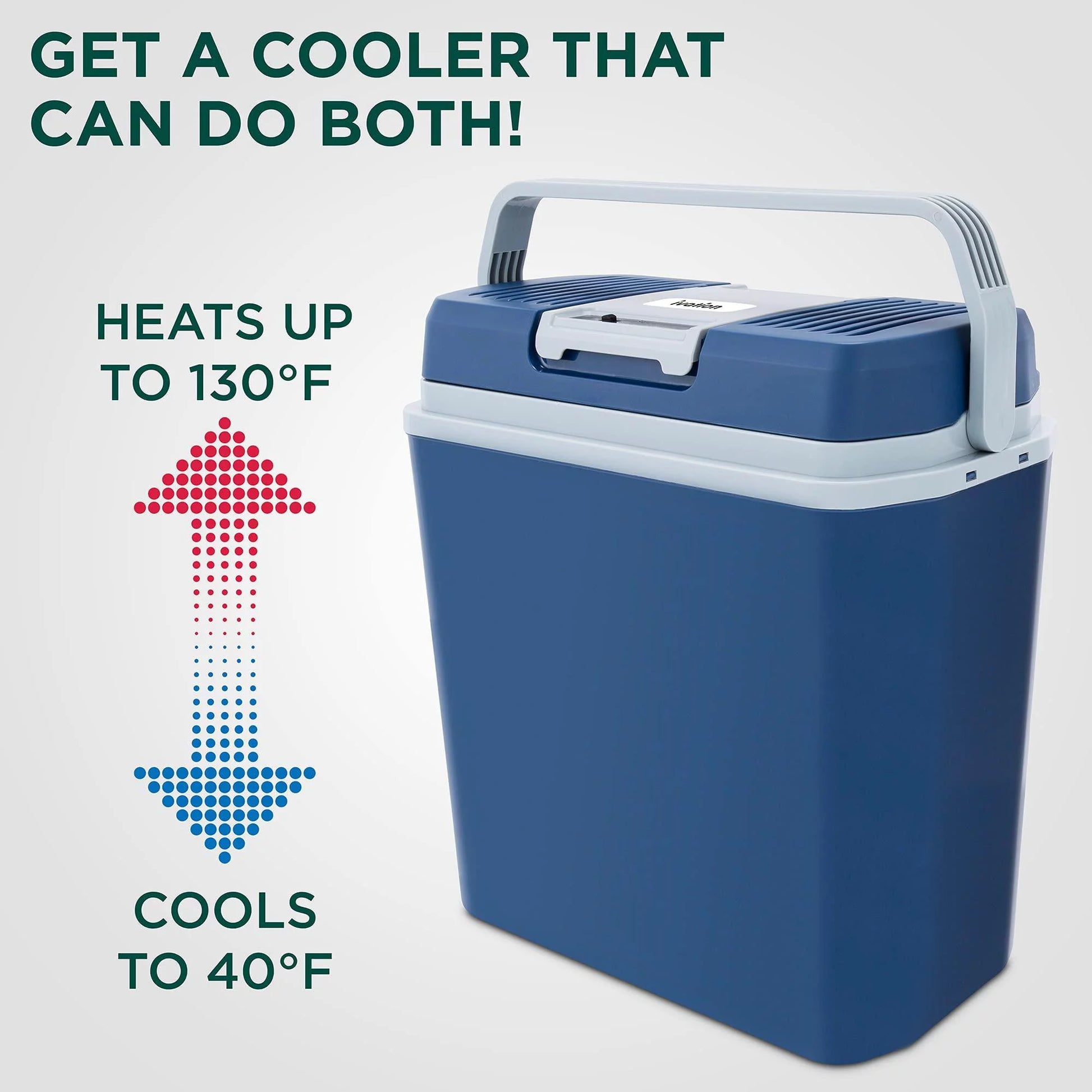 24L Portable Thermoelectric Cooler and Warmer, 12V with Handle – Blue