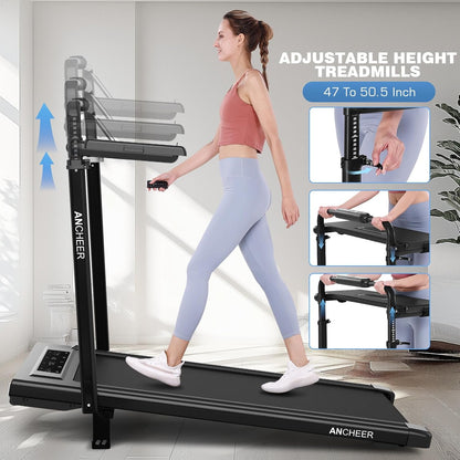 Height-Adjustable Desk Treadmill with 15% Incline for Home Office Workout