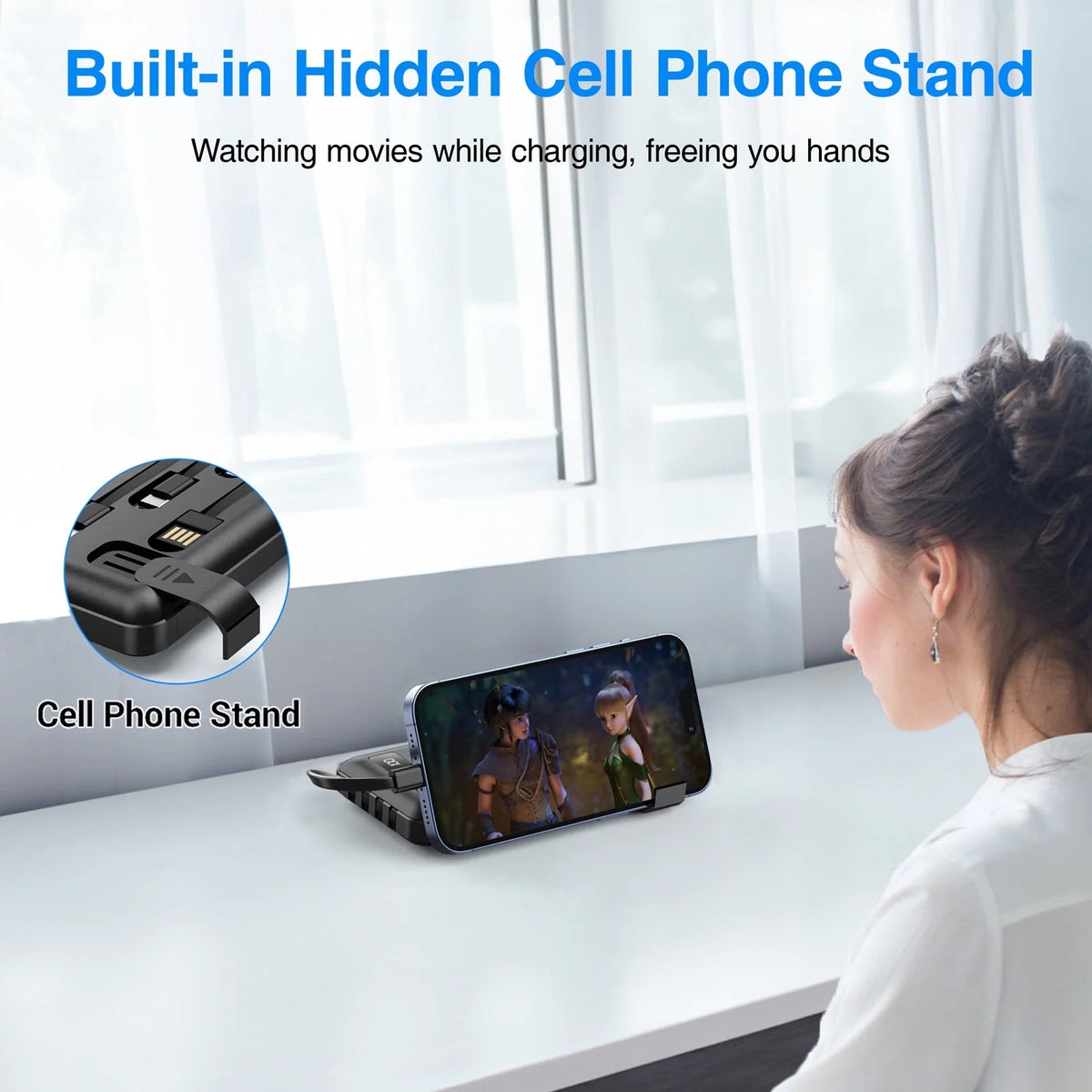20,000mAh Portable Power Bank Charger with Cables for iPhone and Android Devices