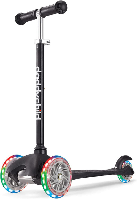 3-Wheel Kick Scooter for Kids Ages 3-8 Lean-To-Steer Toddler Scooter with Extra Wide Light up Wheels, 4 Adjustable Heights, Foldable Scooters for Boys & Girls, Max Weight 110Lbs