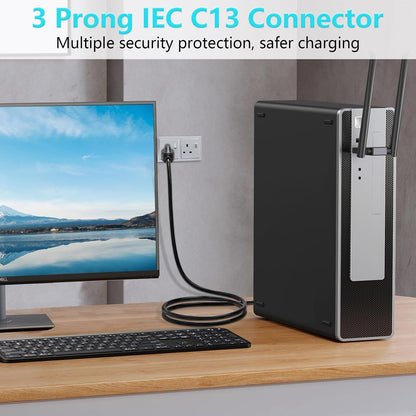 10FT 18 AWG Power Cable NEMA 5-15P to IEC320C13 for Computer Compatibility