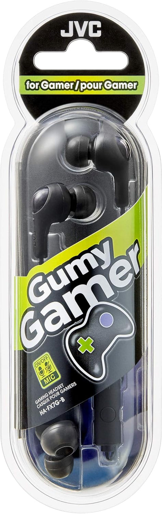 Gumy Gaming In-Ear Headphones with Microphone, Remote Control, and Mute Switch - Enhanced Sound Quality, Comfortable Fit with Silicone Ear Tips (S/M/L) - Model HAFX7GB (Black)
