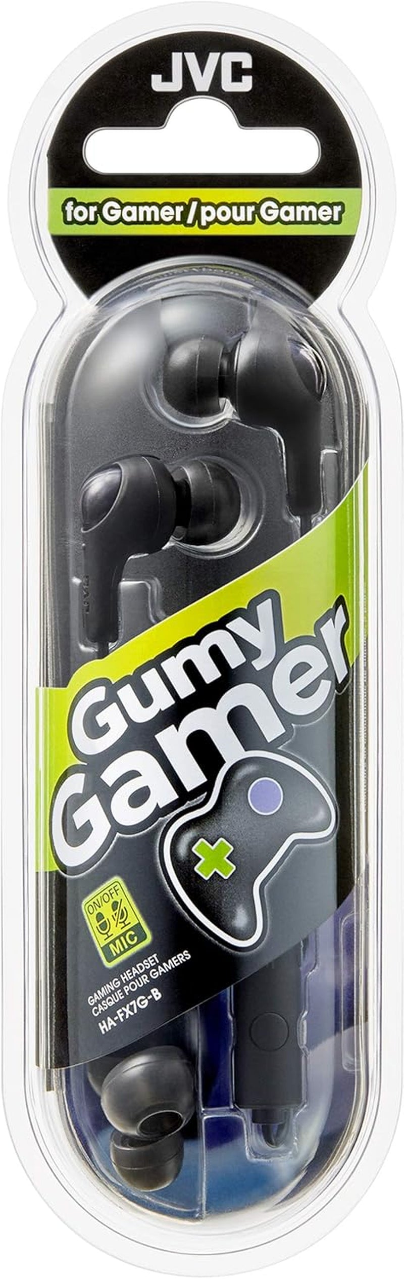 Gumy Gaming In-Ear Headphones with Microphone, Remote Control, and Mute Switch - Enhanced Sound Quality, Comfortable Fit with Silicone Ear Tips (S/M/L) - Model HAFX7GB (Black)