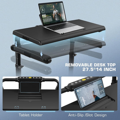 Height-Adjustable Desk Treadmill with 15% Incline for Home Office Workout