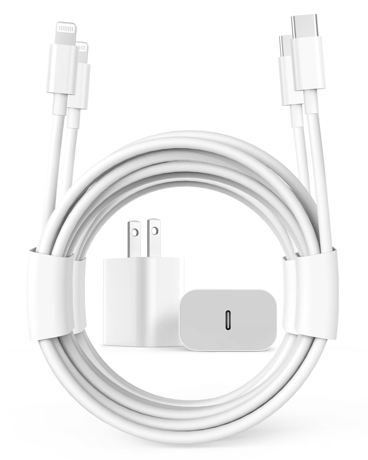 20W Dual-Pack Type C Charger with 6Ft USB-C Cable, PD Fast Charging Compatible with iPhone, iPad, and iPod