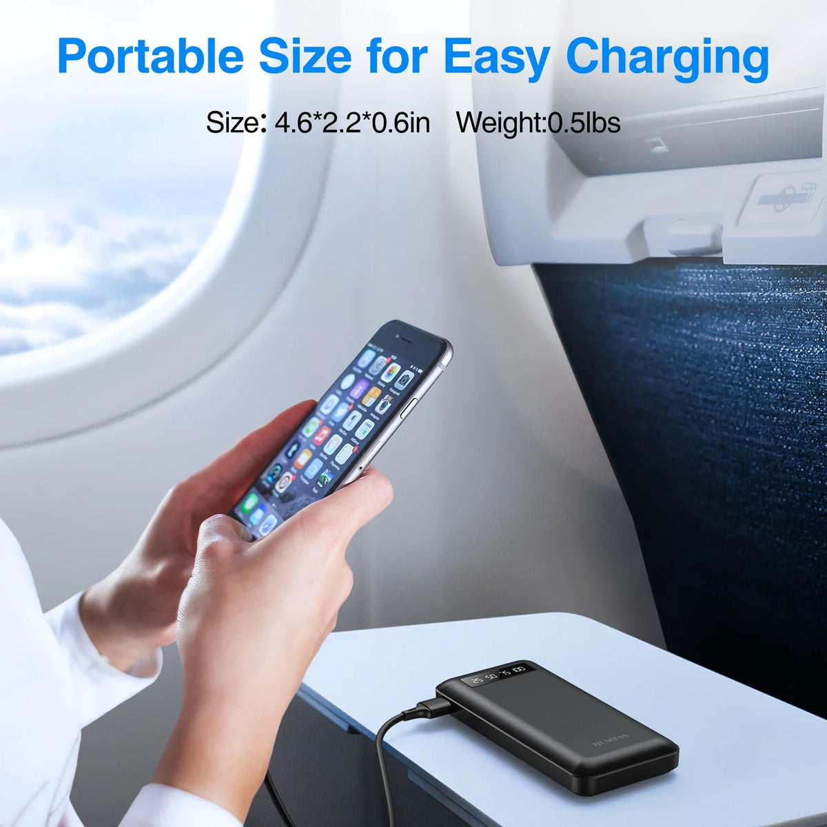 20,000mAh Portable Power Bank Charger with Cables for iPhone and Android Devices