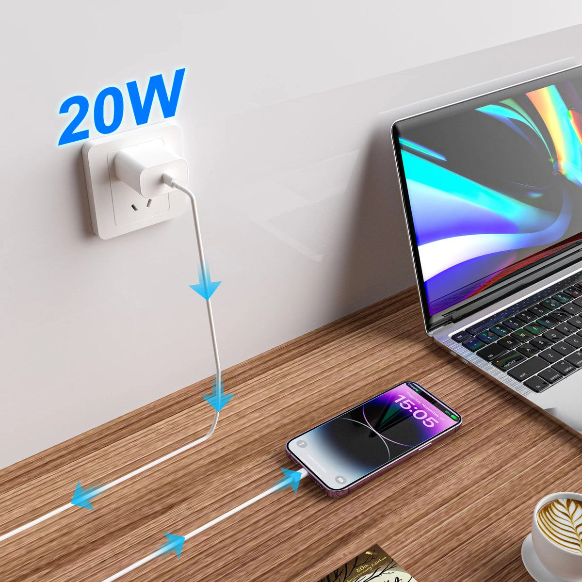20W Dual-Pack Type C Charger with 6Ft USB-C Cable, PD Fast Charging Compatible with iPhone, iPad, and iPod