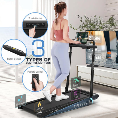 Height-Adjustable Desk Treadmill with 15% Incline for Home Office Workout