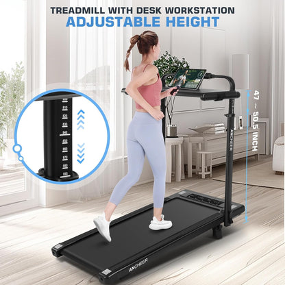 Height-Adjustable Desk Treadmill with 15% Incline for Home Office Workout