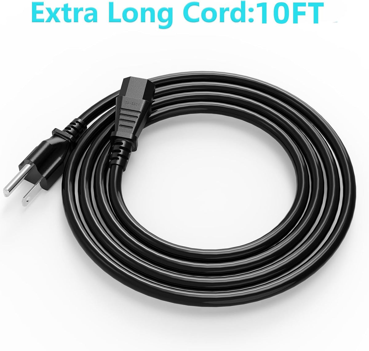 10FT 18 AWG Power Cable NEMA 5-15P to IEC320C13 for Computer Compatibility